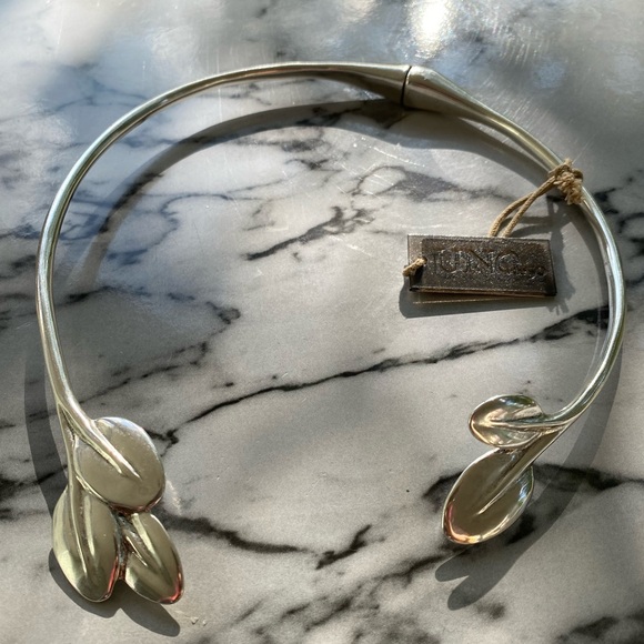 NWT Uno de 50 Helena Leaf Silver Collar Necklace - Picture 1 of 14